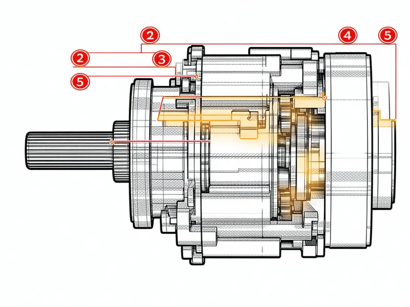 Diagram showing accelerometer and sensor placement positions on an industrial motor and gearbox assembly
