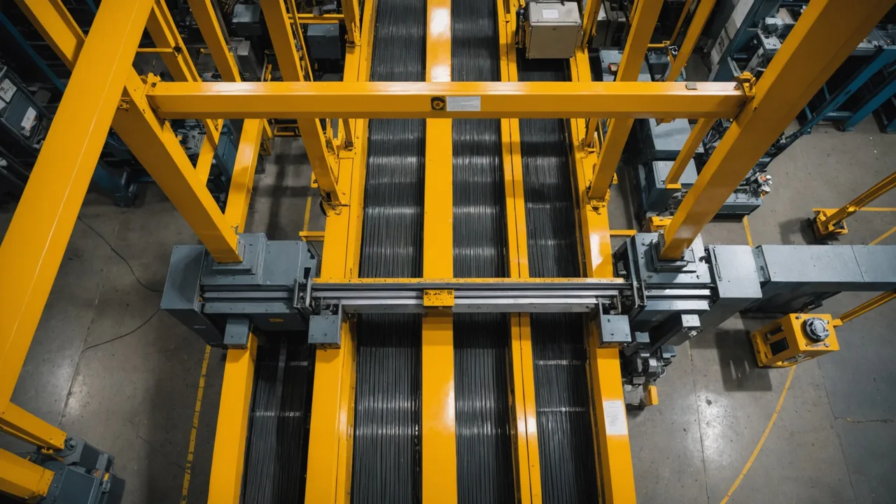 Stopped production line with amber warning light
